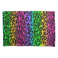 Rainbow seamless neon leopard print. Psychedelic tropical