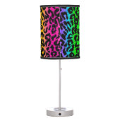 Psychedelic Rainbow Leopard Animal Print Table Lamp (Back)