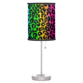 Psychedelic Rainbow Leopard Animal Print Table Lamp (Left)