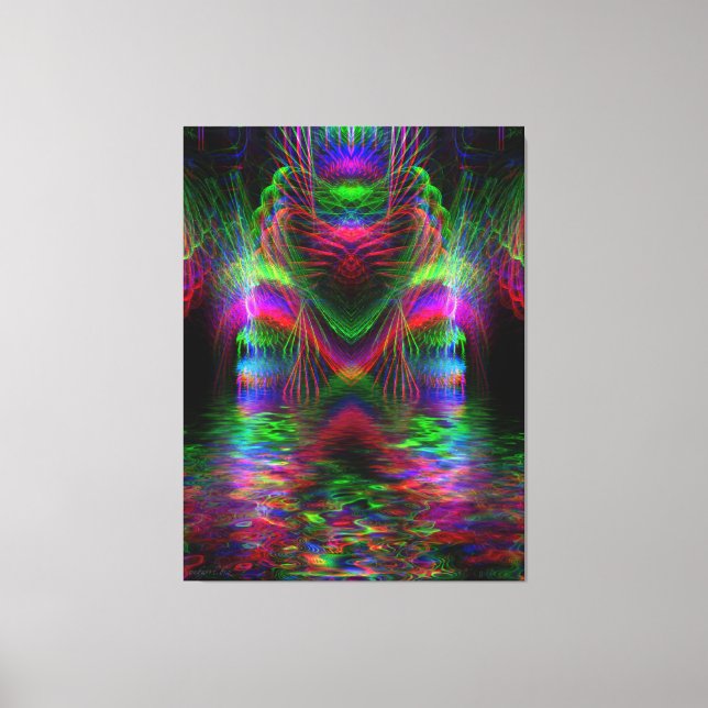 Psychedelic Rainbow Love Hearts  Wrapped Canvas Print (Front)