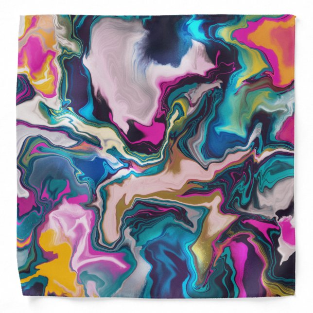 Psychedelic Rainbow Marbled Bandana (Front)