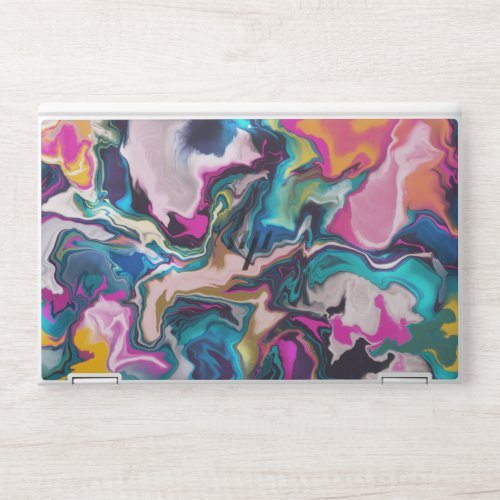 Psychedelic rainbow marbled HP laptop skin