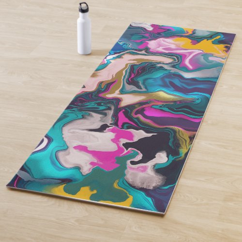 Psychedelic Rainbow Marbled Yoga Mat