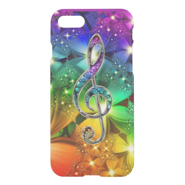 Psychedelic Rainbow Music Clef iPhone 7 Case (Back)