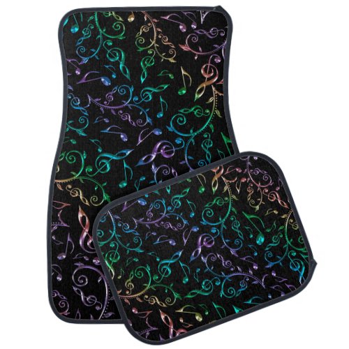 Psychedelic Rainbow Music Notes Car Mats