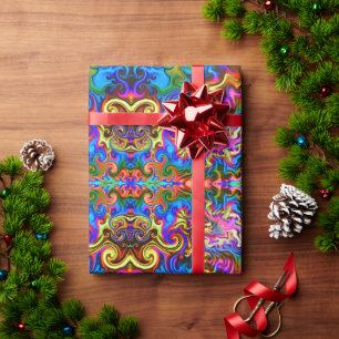 Psychedelic Rainbow Neon Wrapping Paper