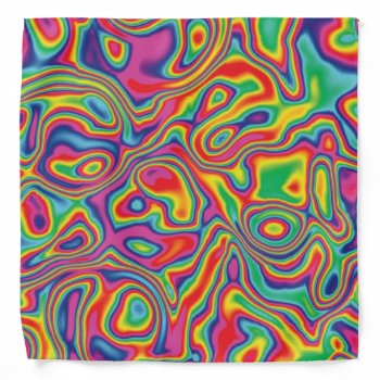 Psychedelic Rainbow Oil Pattern Bandana by hippygiftshop at Zazzle