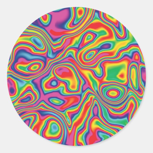 Psychedelic Rainbow Oil Pattern Classic Round Sticker (Front)