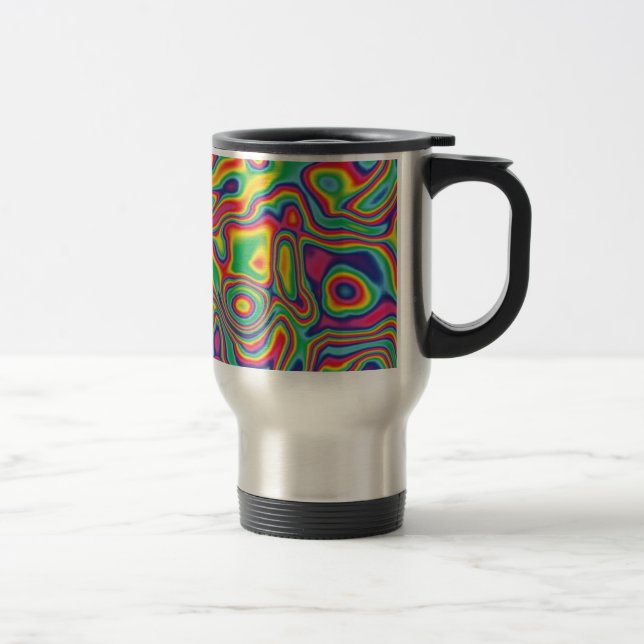 Psychedelic Rainbow Oil Pattern Travel Mug (Right)