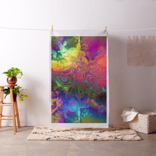 Psychedelic Rainbow Paint Spill Splatter Fabric