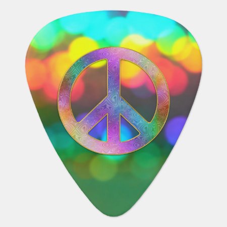 Psychedelic Rainbow Peace Music Guitar Pick