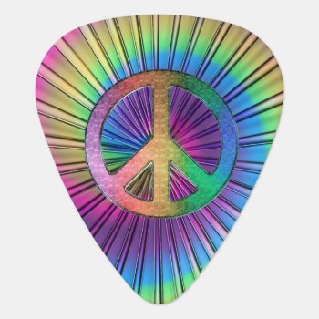 Psychedelic Rainbow Peace Sign Guitar Pick by UROCKDezineZone at Zazzle