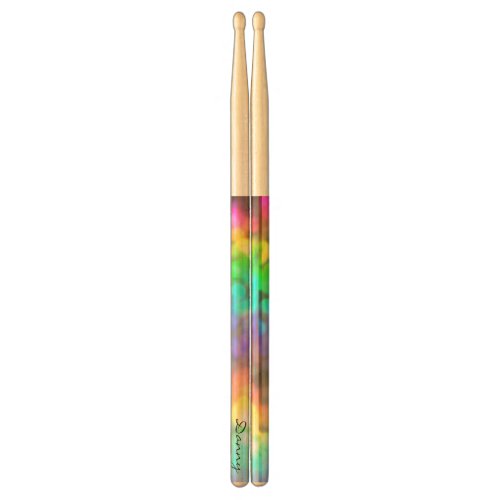 Psychedelic Rainbow Personalized Drumsticks