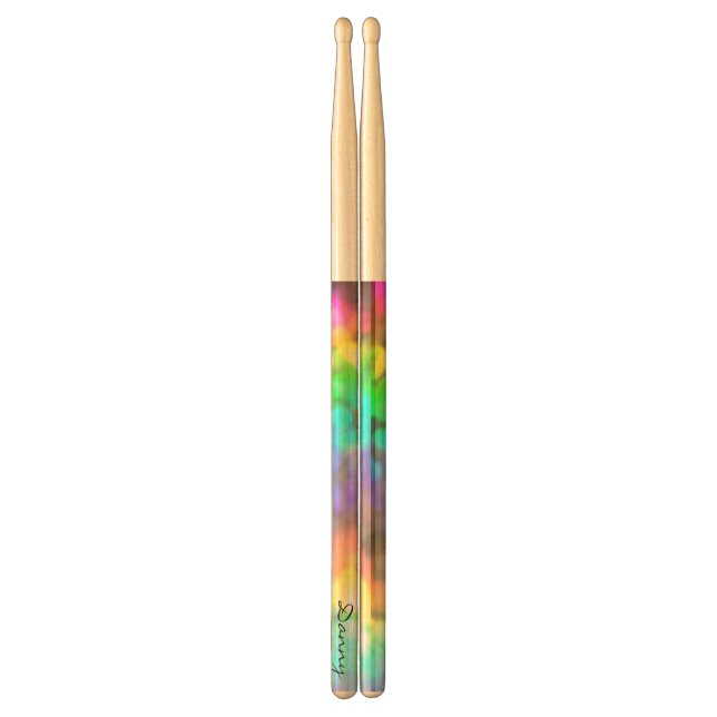 Psychedelic Rainbow Personalized Drumsticks (Front)