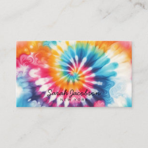 Psychedelic Rainbow Retro TIe-Dye Business Card