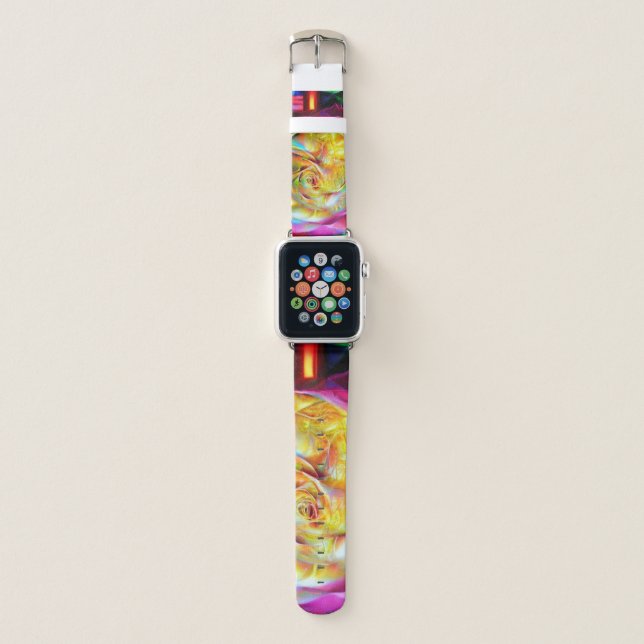 Psychedelic Rainbow Rose Apple Watch Band (Front)