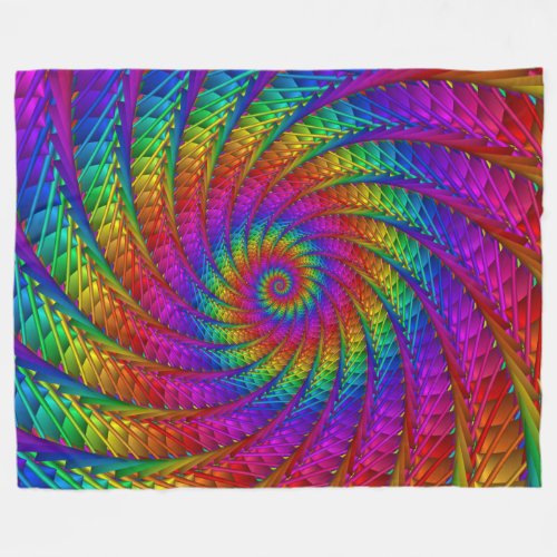 Psychedelic Rainbow Spiral Blanket