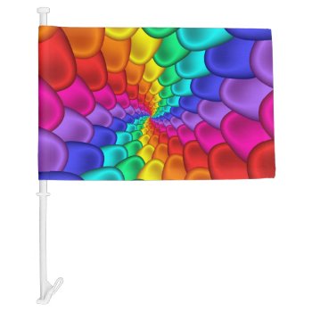 Psychedelic Rainbow Spiral Car Flag by rainbows_only at Zazzle