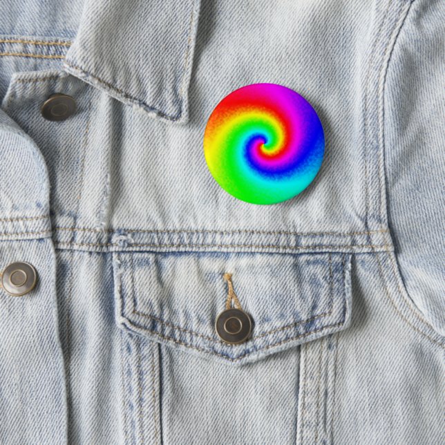 Psychedelic Rainbow Spiral of Transformation Button (In Situ)
