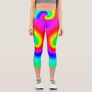 Psychedelic Rainbow Spiral of Transformation Capri Leggings