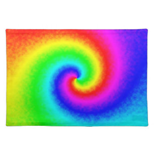 Psychedelic Rainbow Spiral of Transformation Cloth Placemat