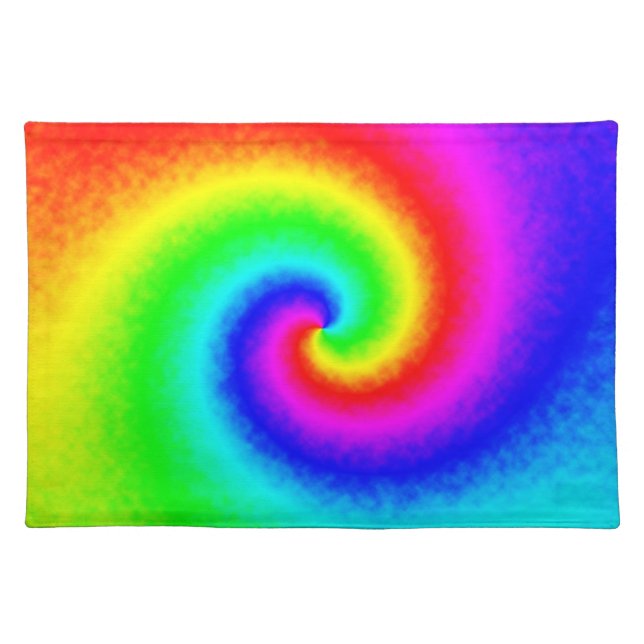 Psychedelic Rainbow Spiral of Transformation Cloth Placemat (Front)