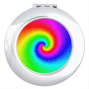 Psychedelic Rainbow Spiral of Transformation Compact Mirror