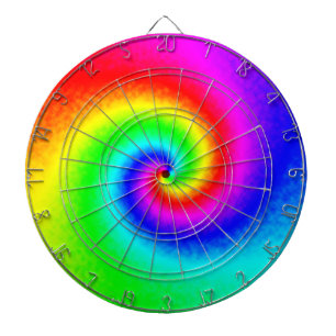 Psychedelic Rainbow Spiral of Transformation Dart Board