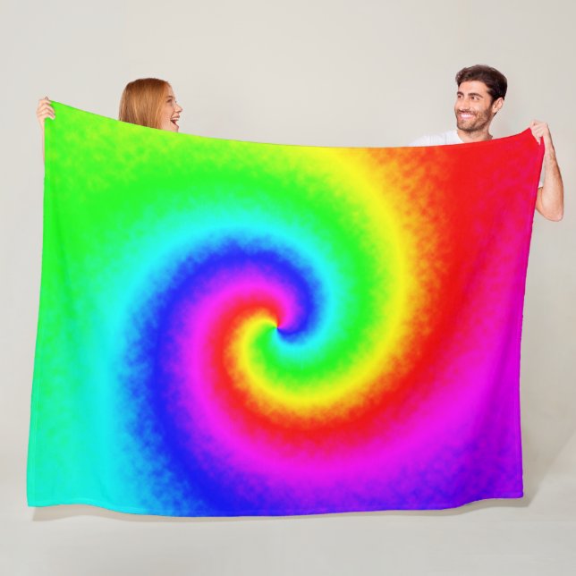Psychedelic Rainbow Spiral of Transformation Fleece Blanket (In Situ)