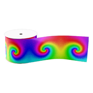 Psychedelic Rainbow Spiral of Transformation Grosgrain Ribbon