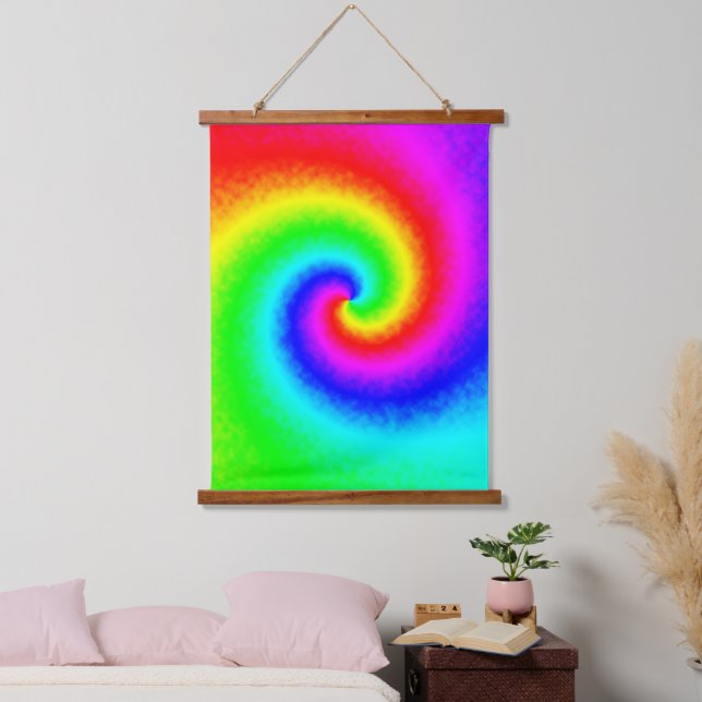 Psychedelic Rainbow Spiral of Transformation Hanging Tapestry (Bedroom)