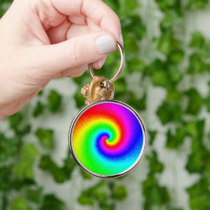 Psychedelic Rainbow Spiral of Transformation Keychain