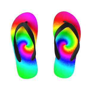 Psychedelic Rainbow Spiral of Transformation Kid's Flip Flops
