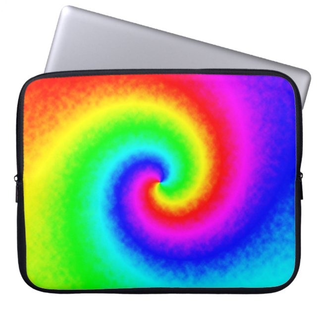 Psychedelic Rainbow Spiral of Transformation Laptop Sleeve (Front)