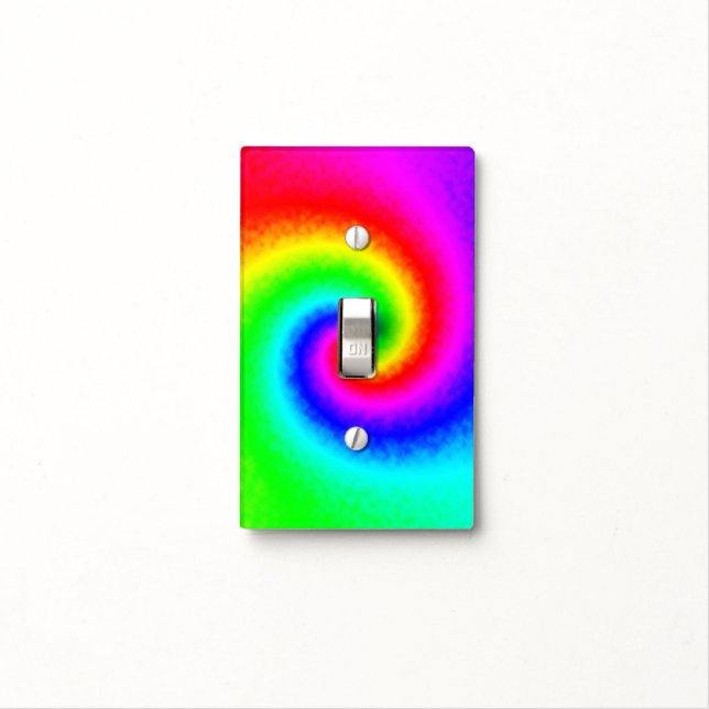 Psychedelic Rainbow Spiral of Transformation Light Switch Cover (In Situ)