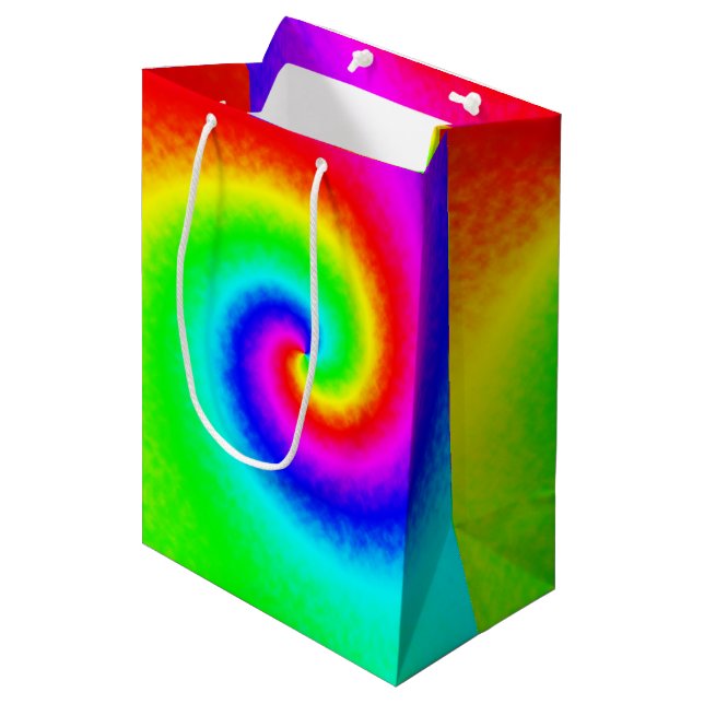 Psychedelic Rainbow Spiral of Transformation Medium Gift Bag (Front Angled)