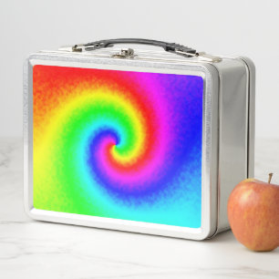 Psychedelic Rainbow Spiral of Transformation Metal Lunch Box