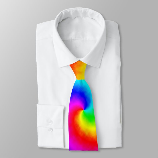 Psychedelic Rainbow Spiral of Transformation Neck Tie (Tied)