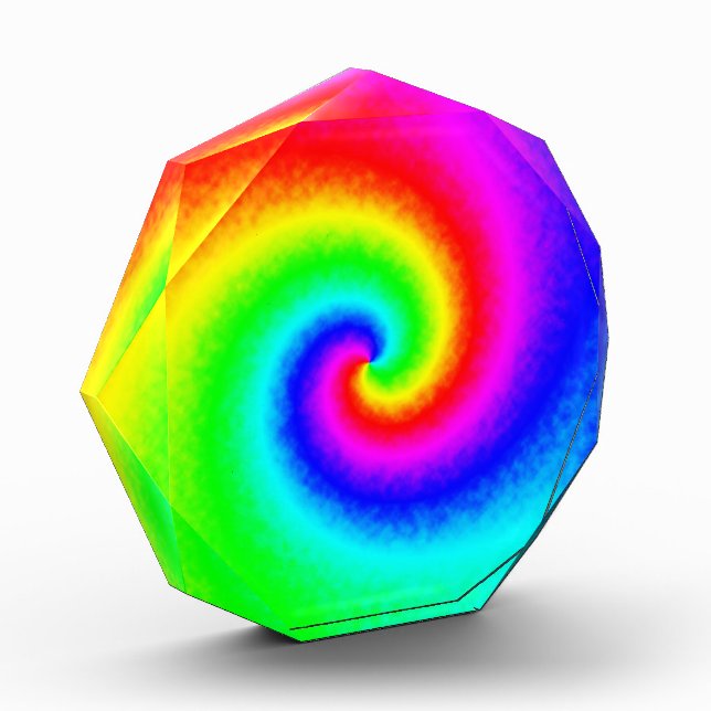 Psychedelic Rainbow Spiral of Transformation Photo Block (Left)