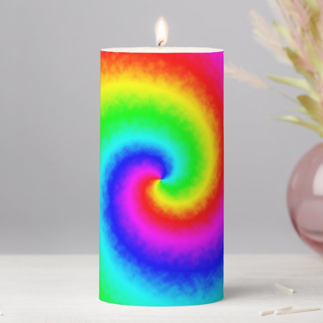 Psychedelic Rainbow Spiral of Transformation Pillar Candle (In Situ)