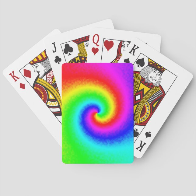 Psychedelic Rainbow Spiral of Transformation Poker Cards (Back)