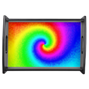 Psychedelic Rainbow Spiral of Transformation Serving Tray