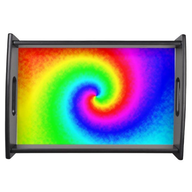 Psychedelic Rainbow Spiral of Transformation Serving Tray (Front)