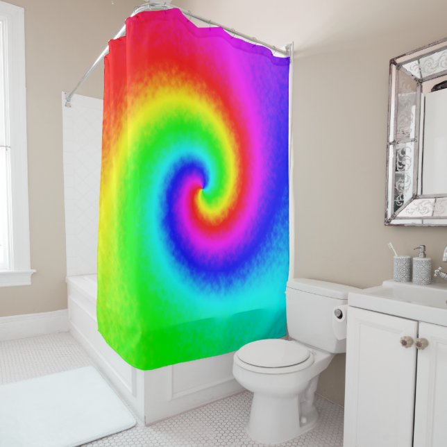 Psychedelic Rainbow Spiral of Transformation Shower Curtain (In Situ)