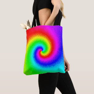 Psychedelic Rainbow Spiral of Transformation Tote Bag