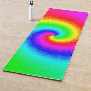 Psychedelic Rainbow Spiral of Transformation Yoga Mat