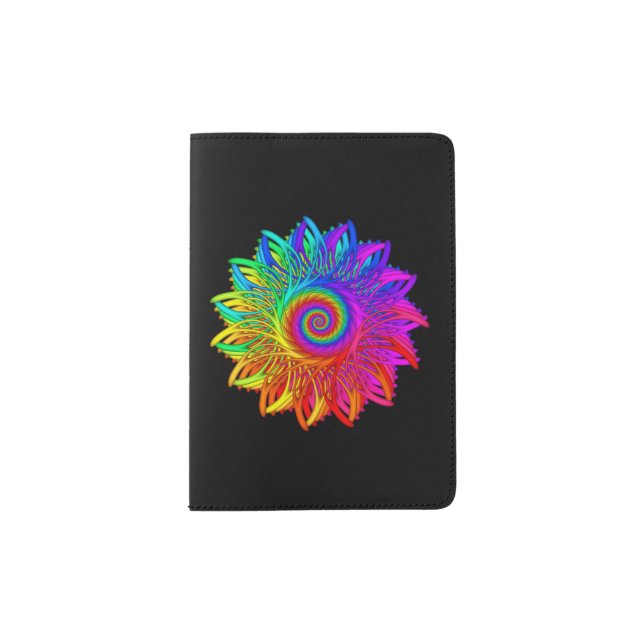 Psychedelic Rainbow Spiral Passport Holder (Front)