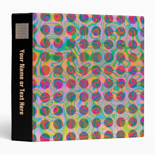 Psychedelic Rainbow Spots Pattern 3 Ring Binder (Front/Spine)