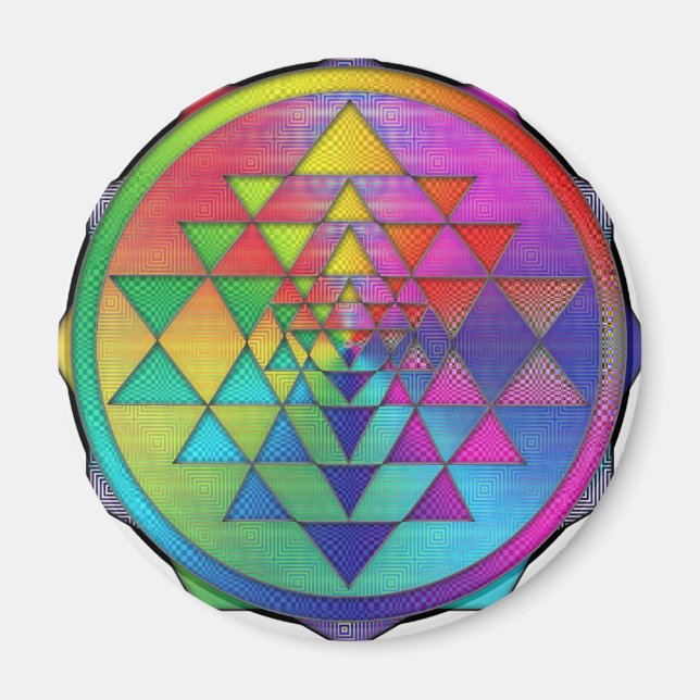 Psychedelic Rainbow Sri Yantra for Prosperity Magnet (Front)