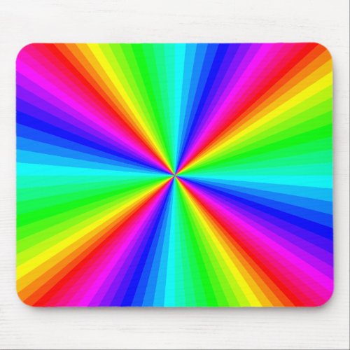 Psychedelic Rainbow Sunburst Mousepad